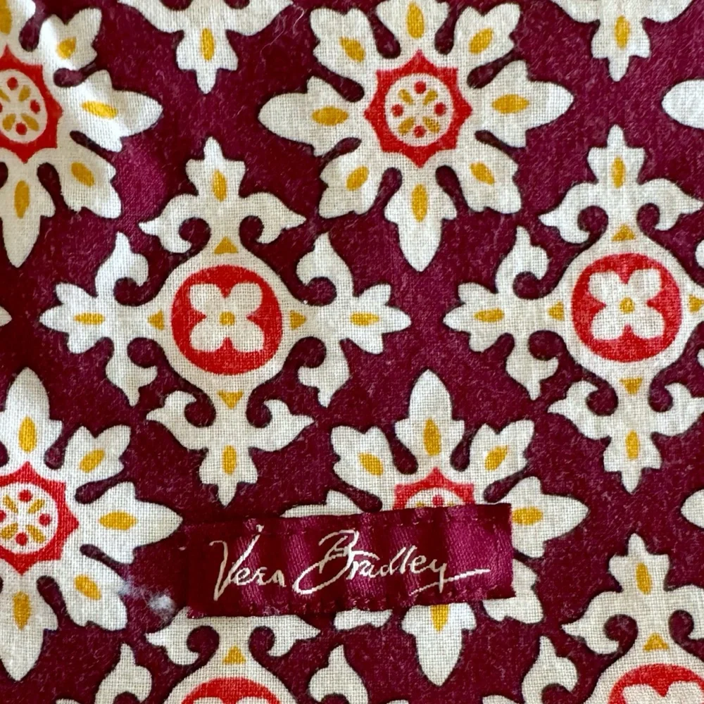 Vera Bradley Small Drawstring Ditty Bag, Medallion Maroon (Print Pattern)